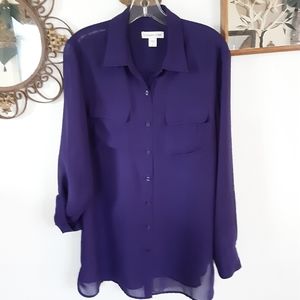 COLDWATER CREEK SEMI SHEER PURPLE TUNIC, L 14